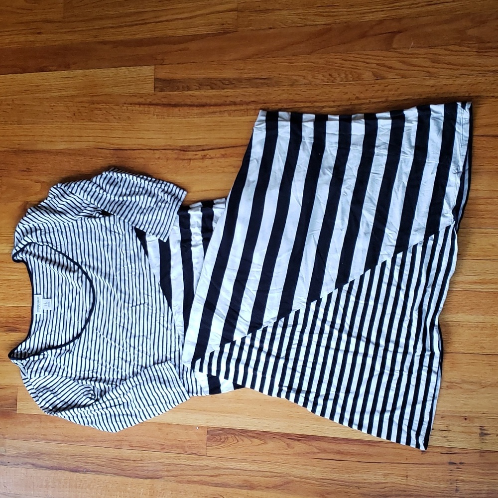 Motherhood Maternity Black & White Striped Maxi Dress